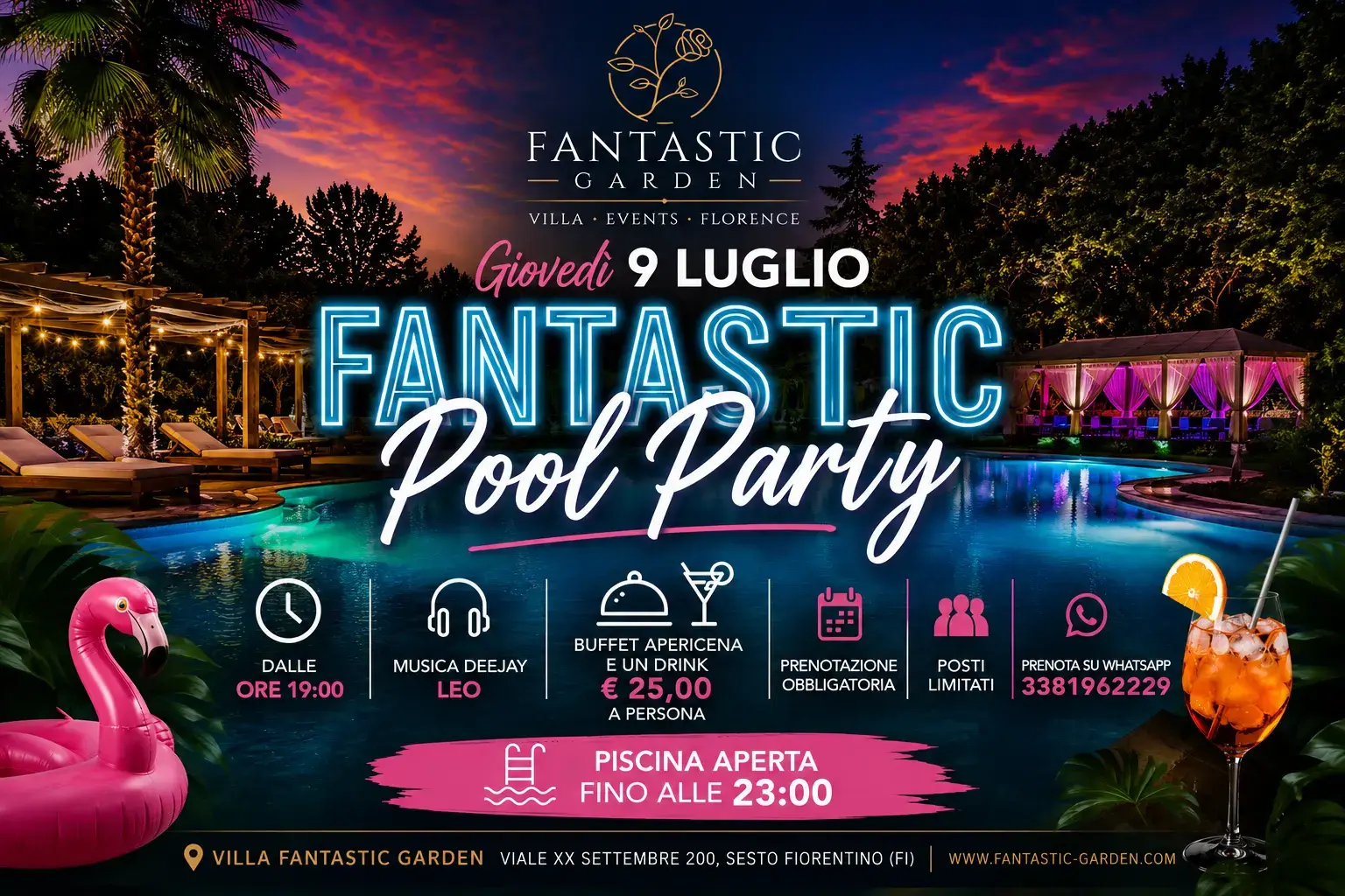 Locandina del Fantastic Pool Party di giovedì 9 luglio